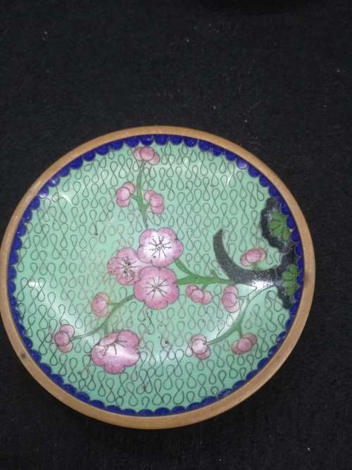 Set of 4 small  Cloisonné plates - note condition