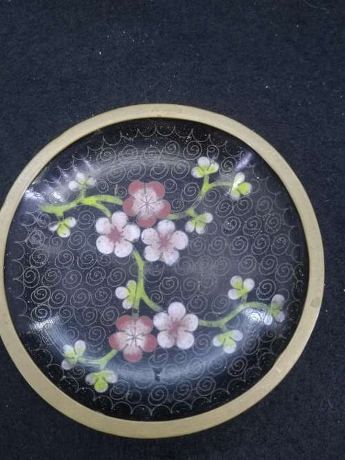 Set of 4 small  Cloisonné plates - note condition