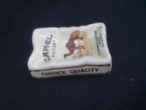 Vintage! Camel Filters - Rare - Crushed Cigarette Pack - Ceramic Ashtray