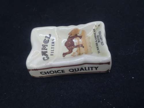 Vintage! Camel Filters - Rare - Crushed Cigarette Pack - Ceramic Ashtray
