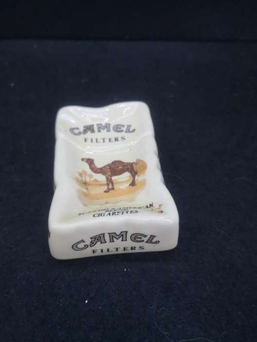 Vintage! Camel Filters - Rare - Crushed Cigarette Pack - Ceramic Ashtray