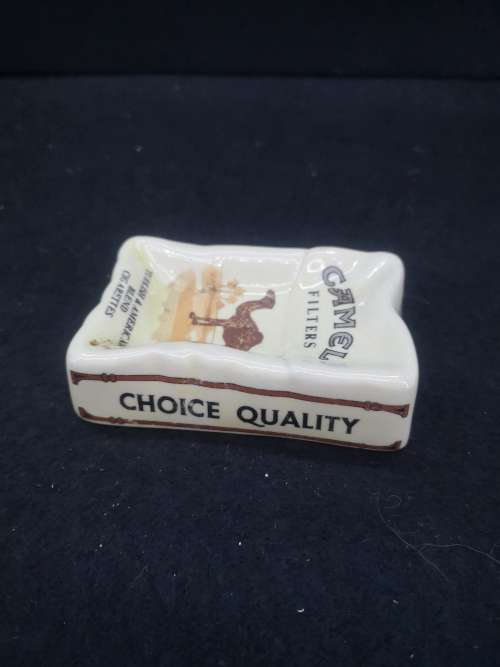 Vintage! Camel Filters - Rare - Crushed Cigarette Pack - Ceramic Ashtray