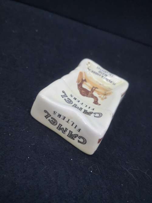 Vintage! Camel Filters - Rare - Crushed Cigarette Pack - Ceramic Ashtray