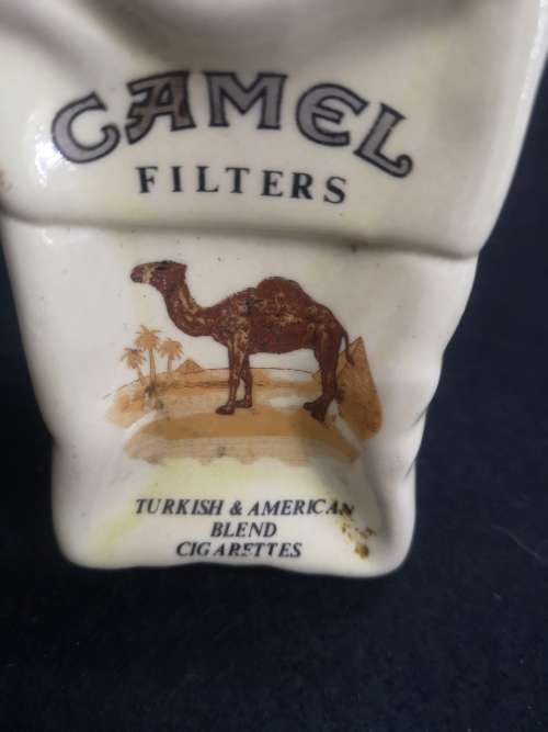 Vintage! Camel Filters - Rare - Crushed Cigarette Pack - Ceramic Ashtray