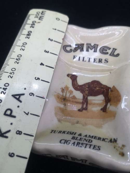 Vintage! Camel Filters - Rare - Crushed Cigarette Pack - Ceramic Ashtray