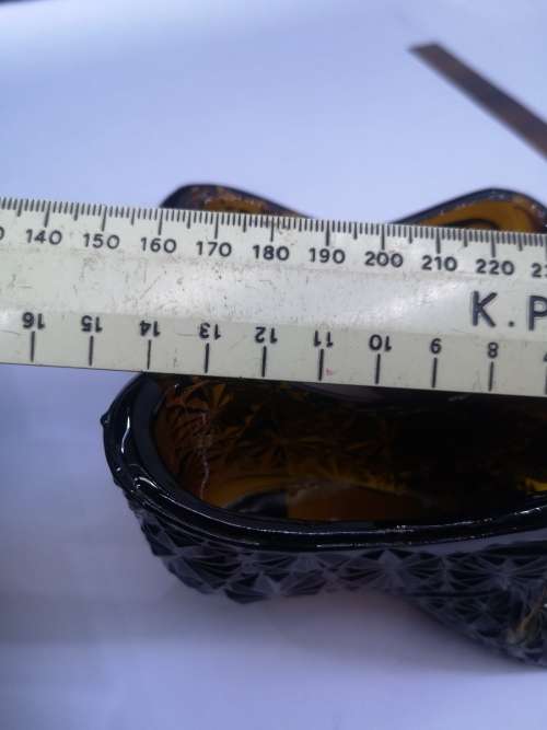 Vintage amber glass shoe/slipper -Two of them - one is repaired