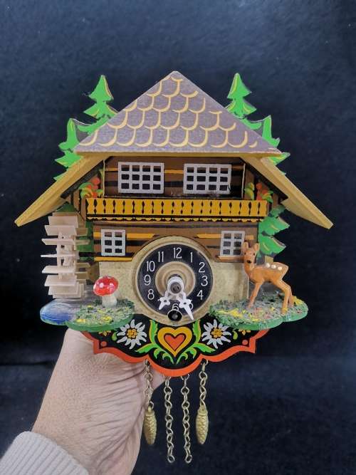 STUNNING GEBRUNDER KUNER GERMAN  CUCKOO CLOCK not tested - no key - one tree top has damage