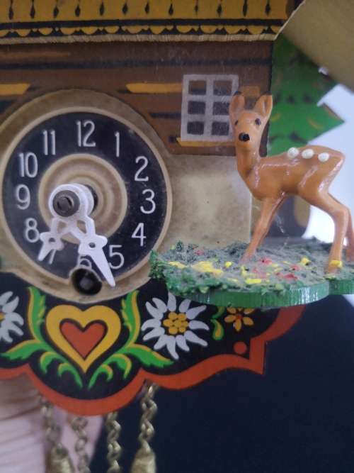 STUNNING GEBRUNDER KUNER GERMAN  CUCKOO CLOCK not tested - no key - one tree top has damage