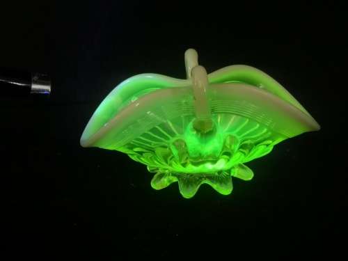 Vaseline glass - uranium glass basket