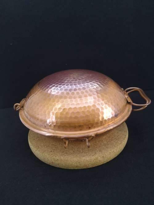Traditional Hammered Copper Cataplana Food Steamer Pot with cork rest