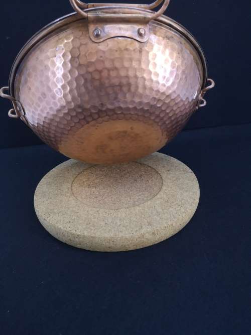 Traditional Hammered Copper Cataplana Food Steamer Pot with cork rest