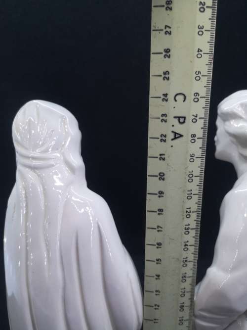 Detailed white figurines glazed Josef and Maria