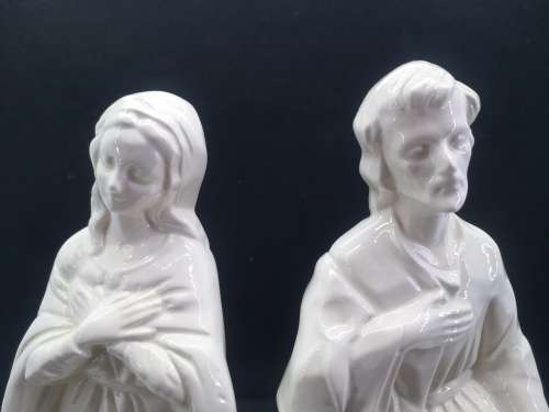 Detailed white figurines glazed Josef and Maria