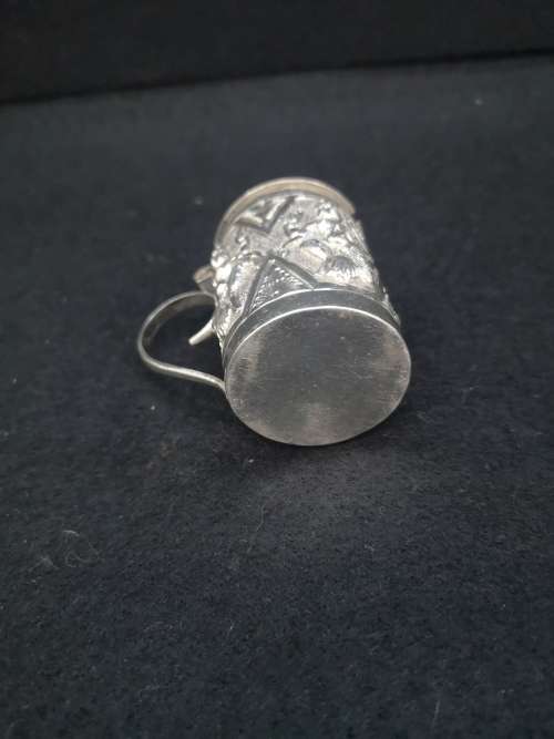 Detailed small condiment pot 50% silver I was told - no markings - non magnetic