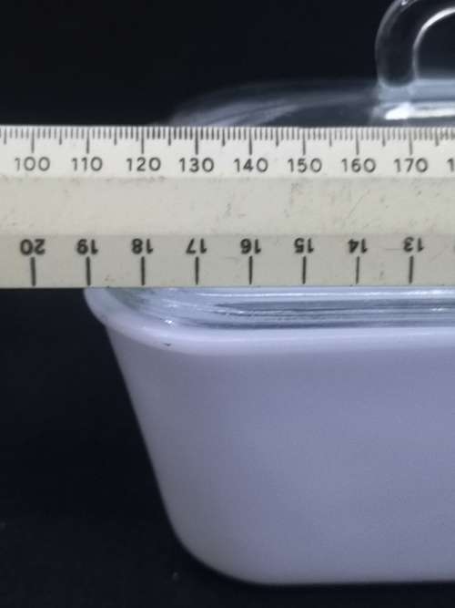 Vintage Glasbake White Milk Glass and lid - chip on lid