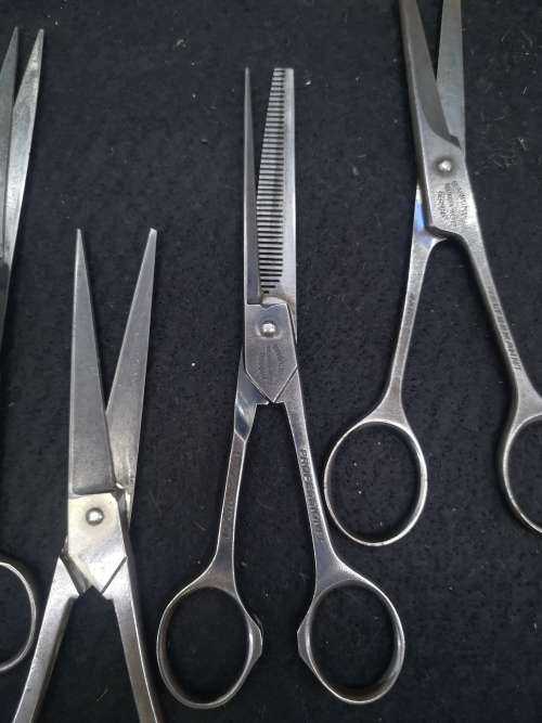 Vintage Carl Monkhouse, Henckels, Solingen-Weyer, Grah& Plumacher, Gotta 65 Barber Scissors