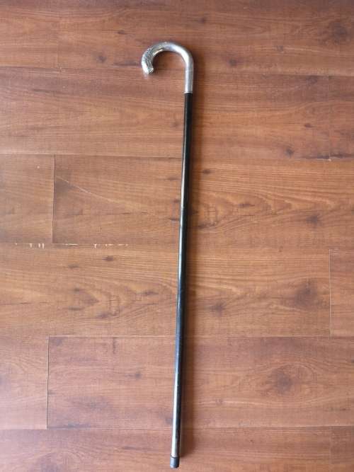 Antique  Walking Stick/Cane Silver Handle  Wood Shaft