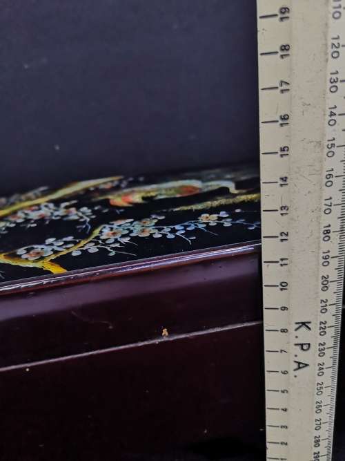 Lovely LARGE vintage Japanese musical jewelry box with dancing ballerina Black Lacquer Abalone inlay