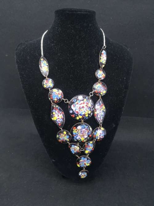 Multi colored enamel necklace - very unique