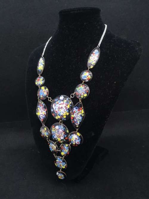 Multi colored enamel necklace - very unique