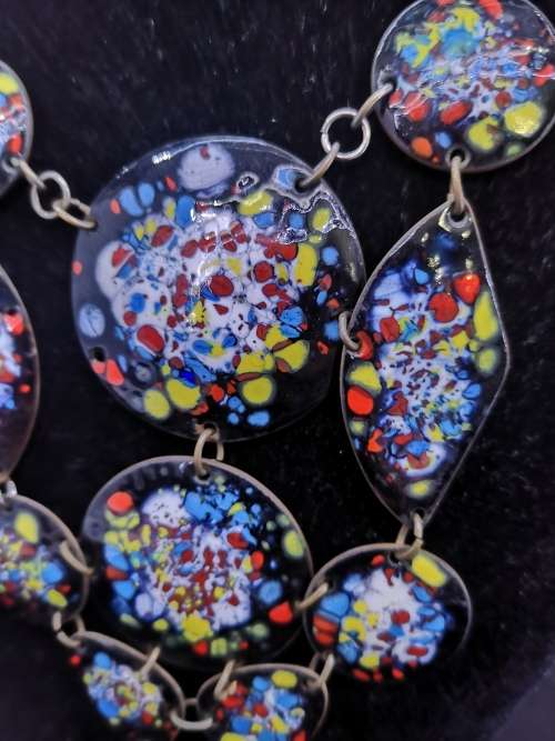 Multi colored enamel necklace - very unique