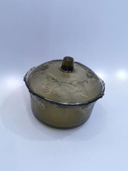 Smoked glass sugarpot/candy dish