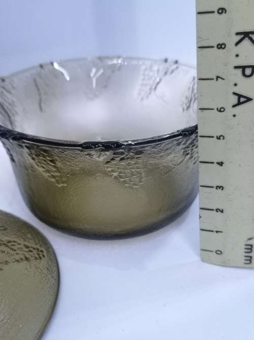 Smoked glass sugarpot/candy dish