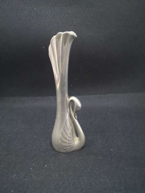 Silver plated fluted swan bud vase