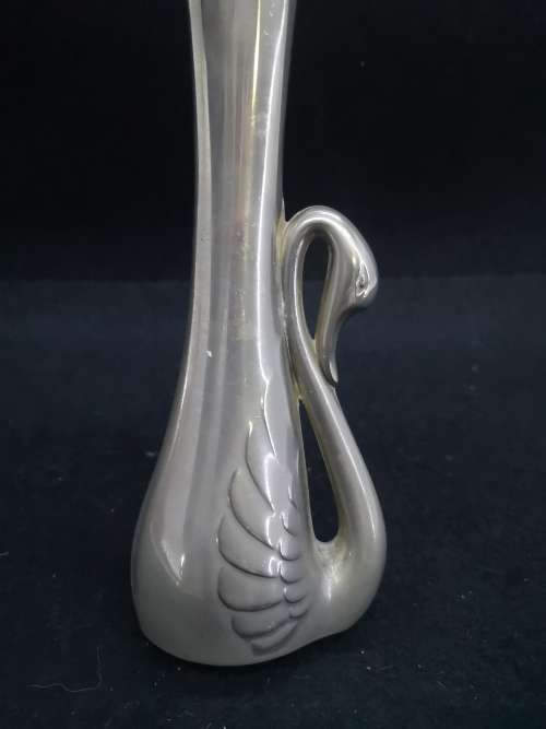 Silver plated fluted swan bud vase