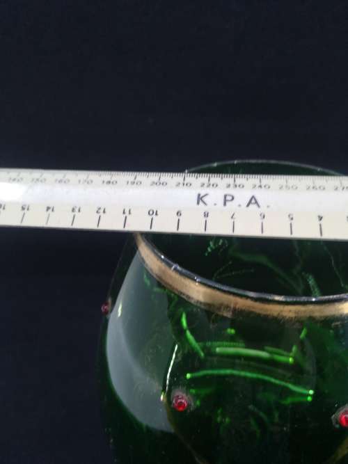 Vintage  Empoli green and gilded balloon  glass vase