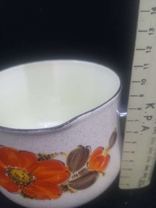 Vintage ShowPans Sanko Ware Small Poppy print Enamel Pot Japan
