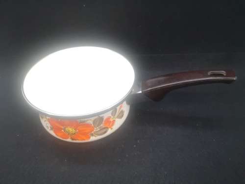 Vintage ShowPans Sanko Ware Small Poppy print Enamel Pot Japan
