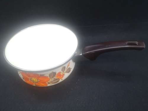 Vintage ShowPans Sanko Ware Small Poppy print Enamel Pot Japan