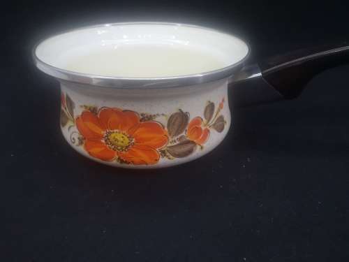 Vintage ShowPans Sanko Ware Small Poppy print Enamel Pot Japan