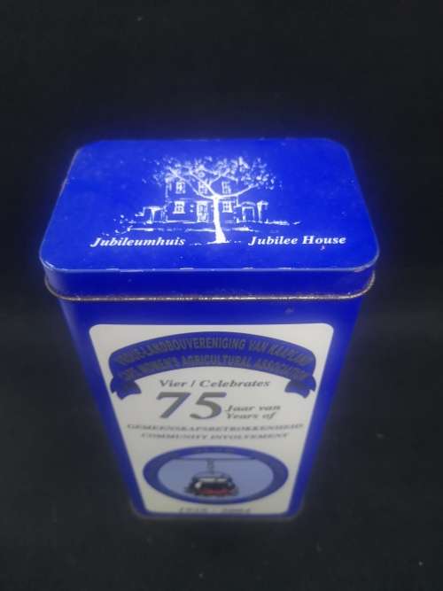 Bokomo cake flour tin - Vroue Landbouvereniging van Kaapland 75 jaar