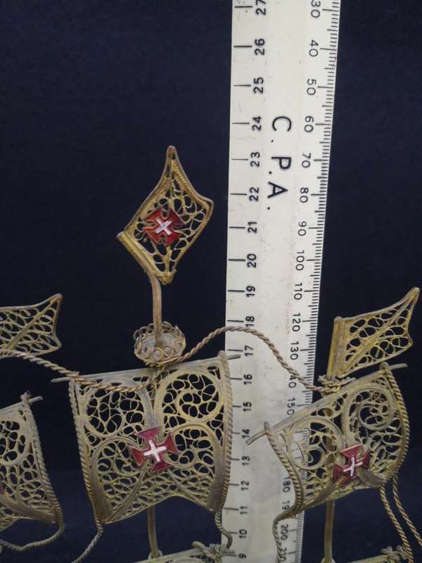 Portugese Caravel model boat - brass filigree