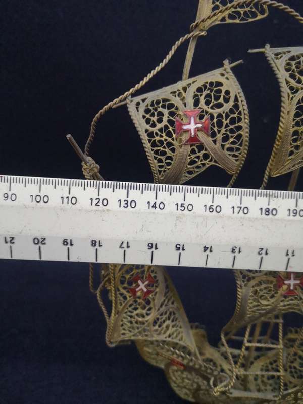 Portugese Caravel model boat - brass filigree