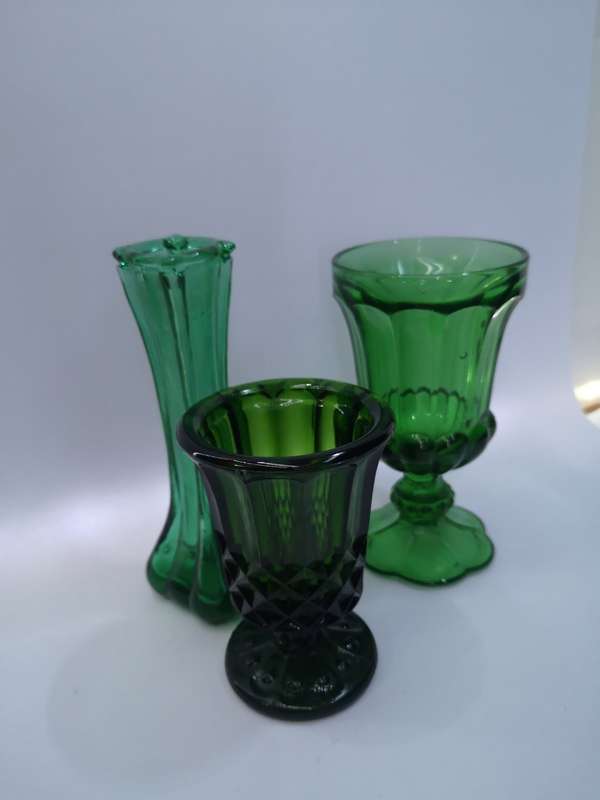 Emerald green glass vases