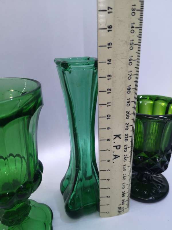 Emerald green glass vases