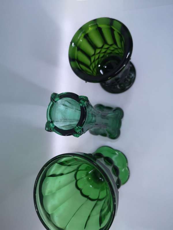 Emerald green glass vases