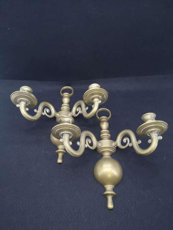 Heavy brass candle holders - set of two