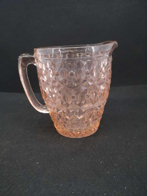Pink depression glass water pitcher