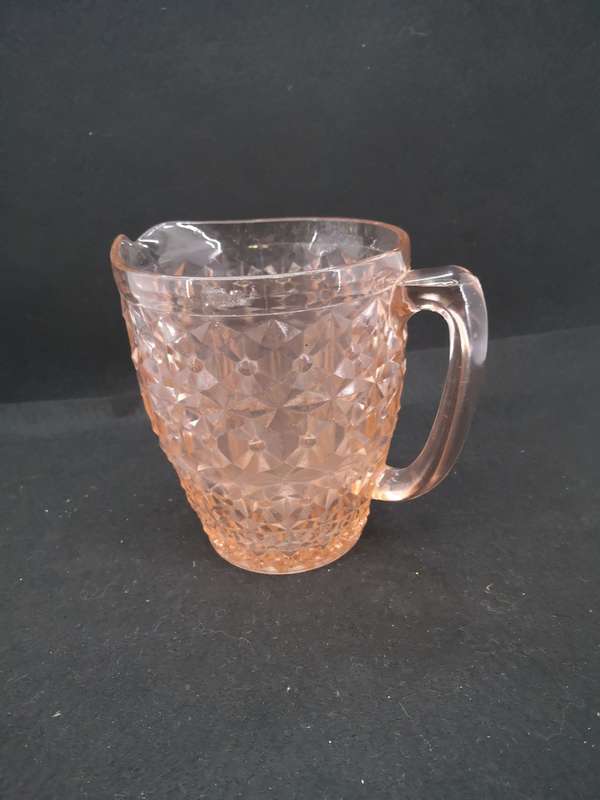 Pink depression glass water pitcher