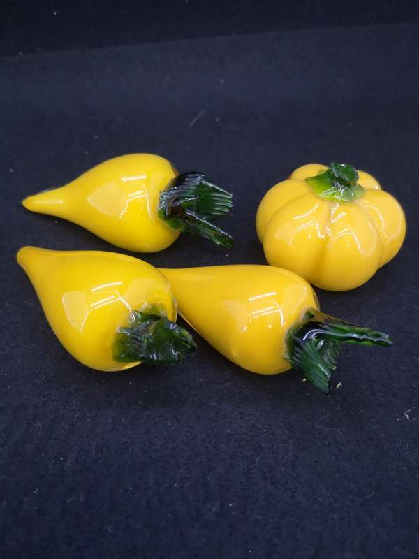 Art glass veg - all of these has some damage on the green stems