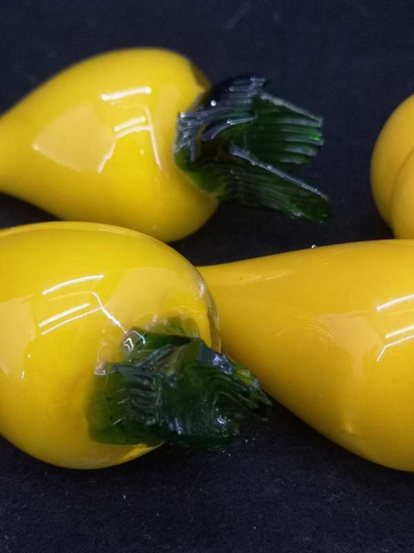 Art glass veg - all of these has some damage on the green stems