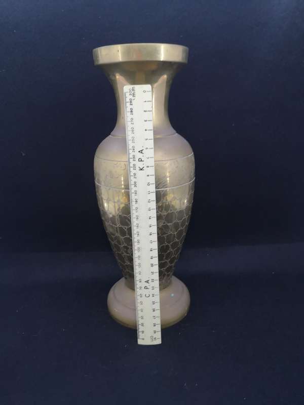 Vintage huge and heavy brass vase made in Hong Kong