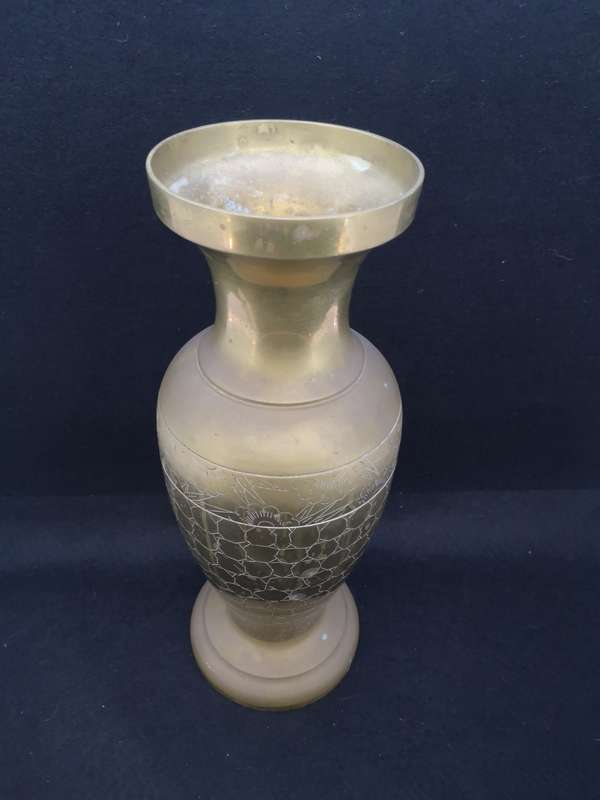 Vintage huge and heavy brass vase made in Hong Kong