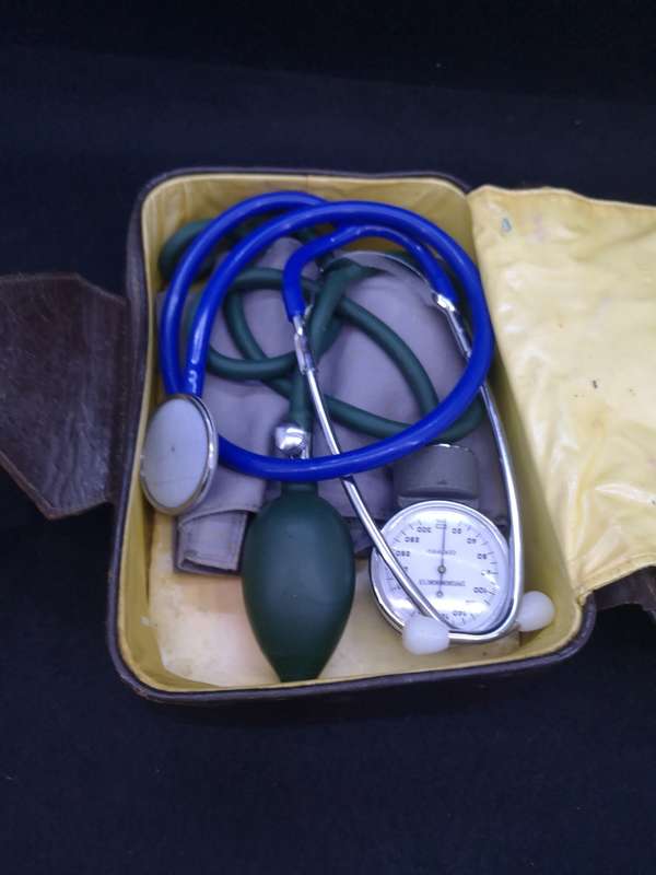 Doctors Leather case - Initialed with stethoscope and blood pressure  tool