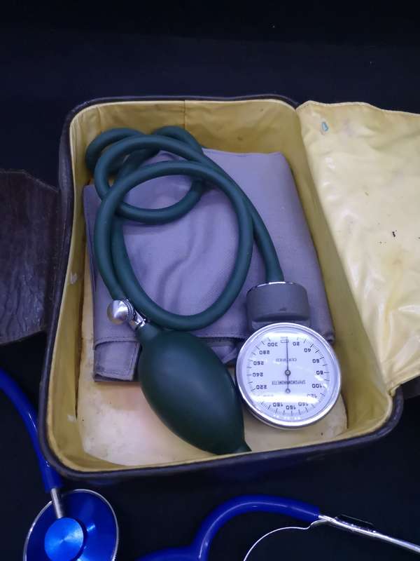 Doctors Leather case - Initialed with stethoscope and blood pressure  tool