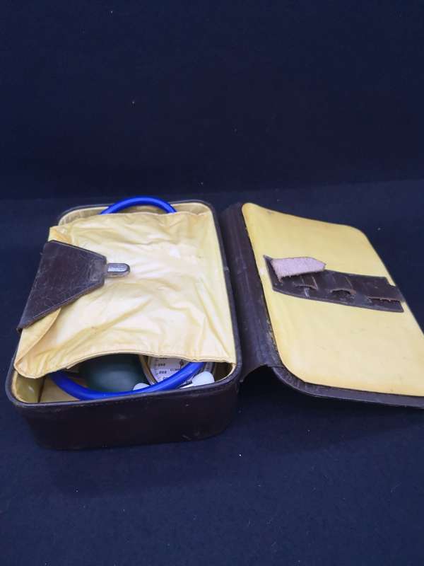 Doctors Leather case - Initialed with stethoscope and blood pressure  tool
